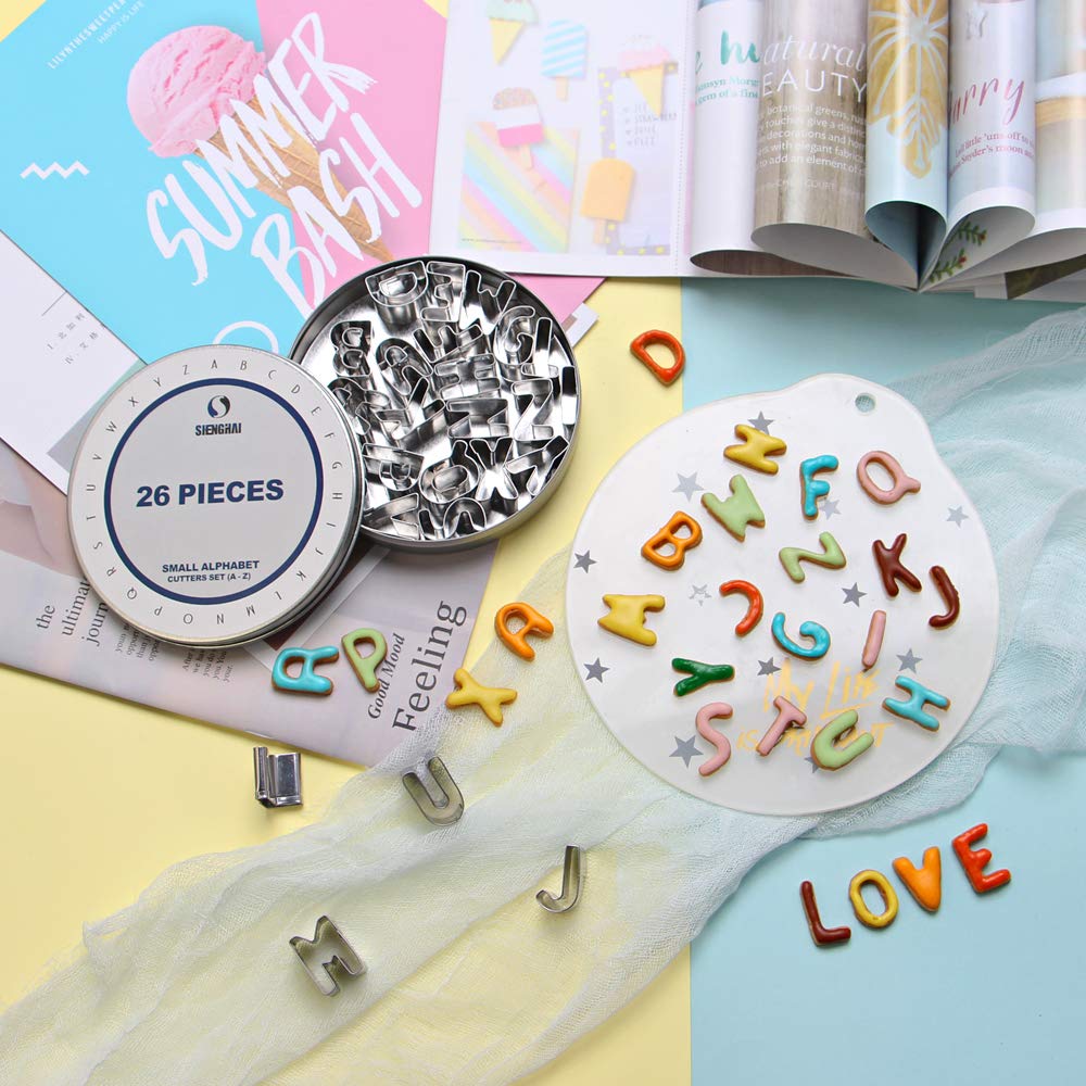 SurgeHai 26Piece Small Alphabet Cutters Set (A Z), Stainless Steel Decorating Tools Letters