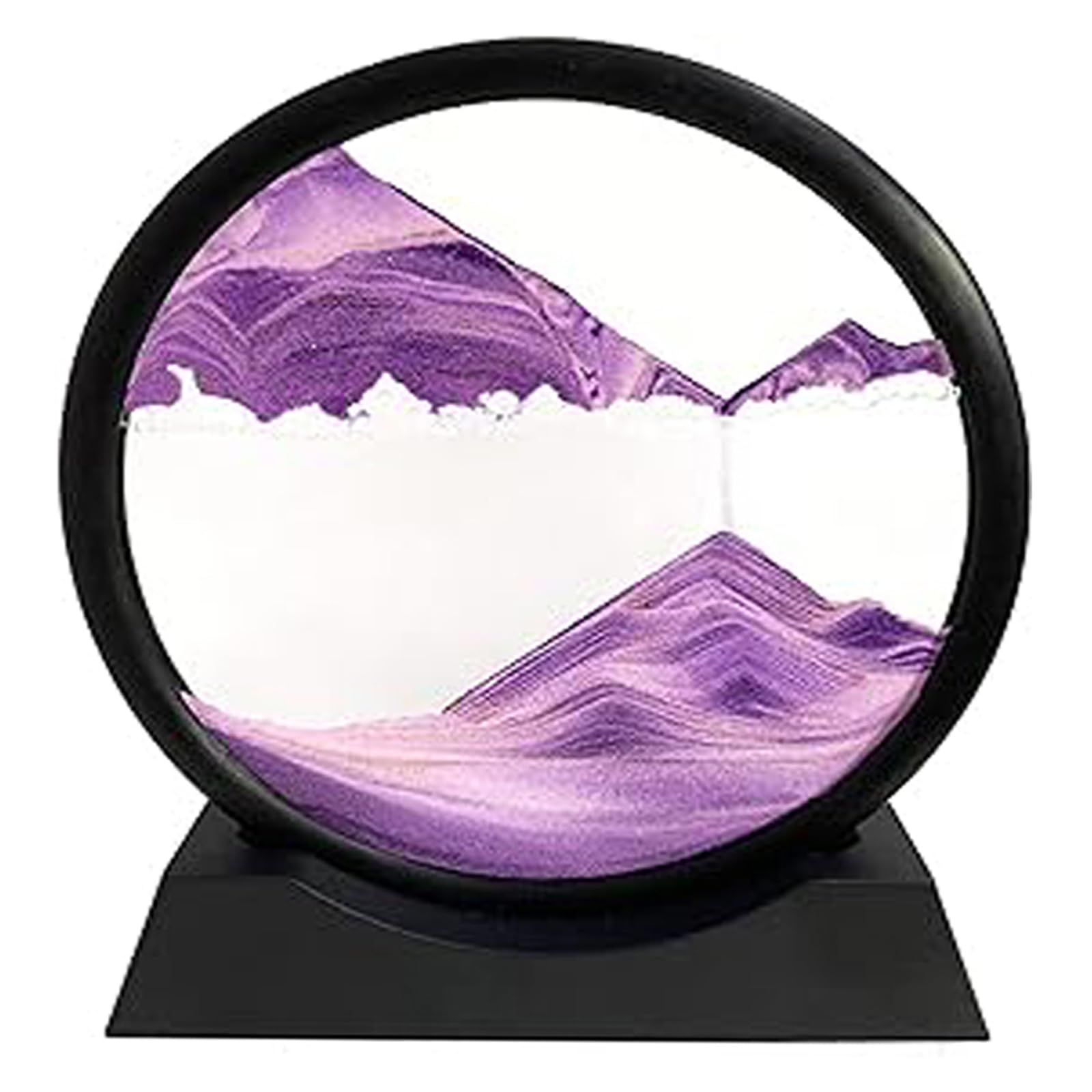 LINPING Flowing Sand Painting,Moving Sand Art Picture Round Glass 3D Deep Sea Sandscape in Motion Display Flowing Sand Frame, Home & Office Desktop Decorations (7 Zoll, Purple)