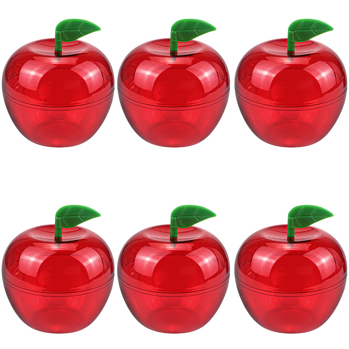 DOERDO 6pcs Plastic Bobbing Apples Filled Bobbing Apple Containers for Creative Party Favors and Festive Decorations, 3.9"x3.5"