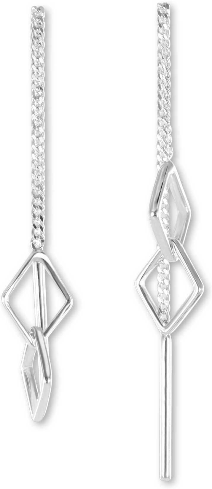 Vascaya Women's Rhombus Earrings, 925 Silver Birthday