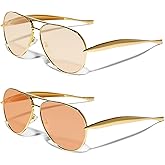 GUVIVI Retro Gold Aviator Sunglasses for Women Men, 2025 Metal Oversized 70s Aviators Sun Glasses