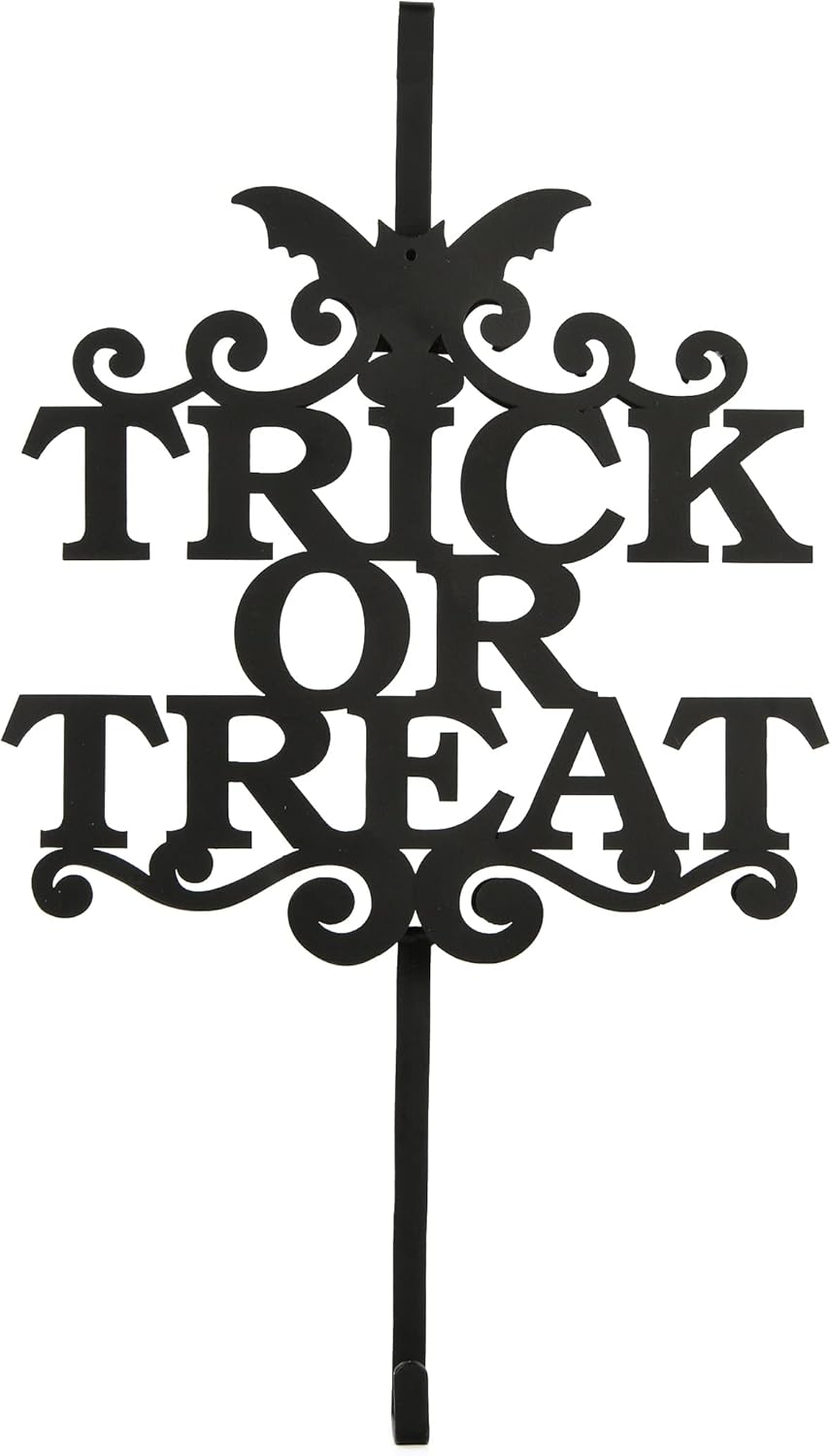 Wreath Hangers - National Tree Company Metal Wreath Hanger, Black, Trick or Treat', Halloween Collection, 19 Inches