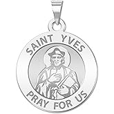 PicturesOnGold.com Saint Yves Religious Medal - 3/4 Inch Size of a Nickel -Sterling Silver