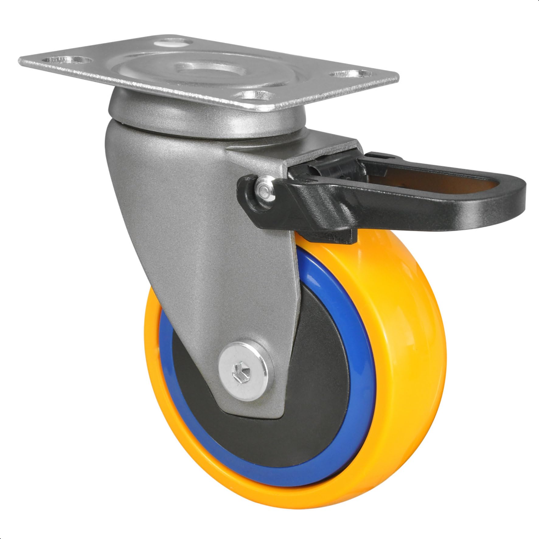 WAGNER design - 3C - swivel castor/furniture castor - multicoloured, soft tread, diameter Ø 75 mm, total brake, ball bearing, load capacity 75 kg - 01237501