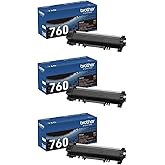 Brother Genuine TN760 3-Pack High Yield Black Toner Cartridge with approximately 3,000 page yield/cartridge
