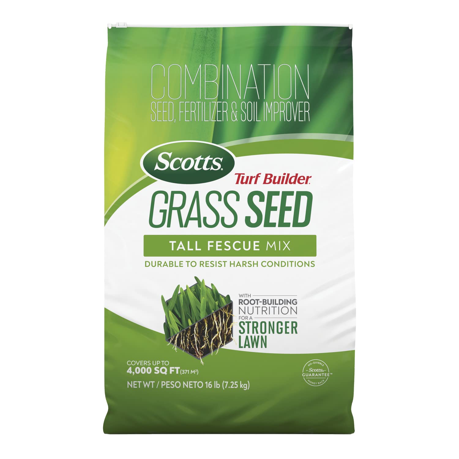 Photo 1 of Scotts Turf Builder Grass Seed Tall Fescue Mix with Fertilizer and Soil Improver, Resists Harsh Conditions, 16 lbs.