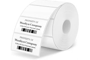 MUNBYN 2.25"x1.25" White Square Label for Thermal Label Printer, 1000 Labels/Roll, Self-Adhesive Address Shipping Thermal Sti