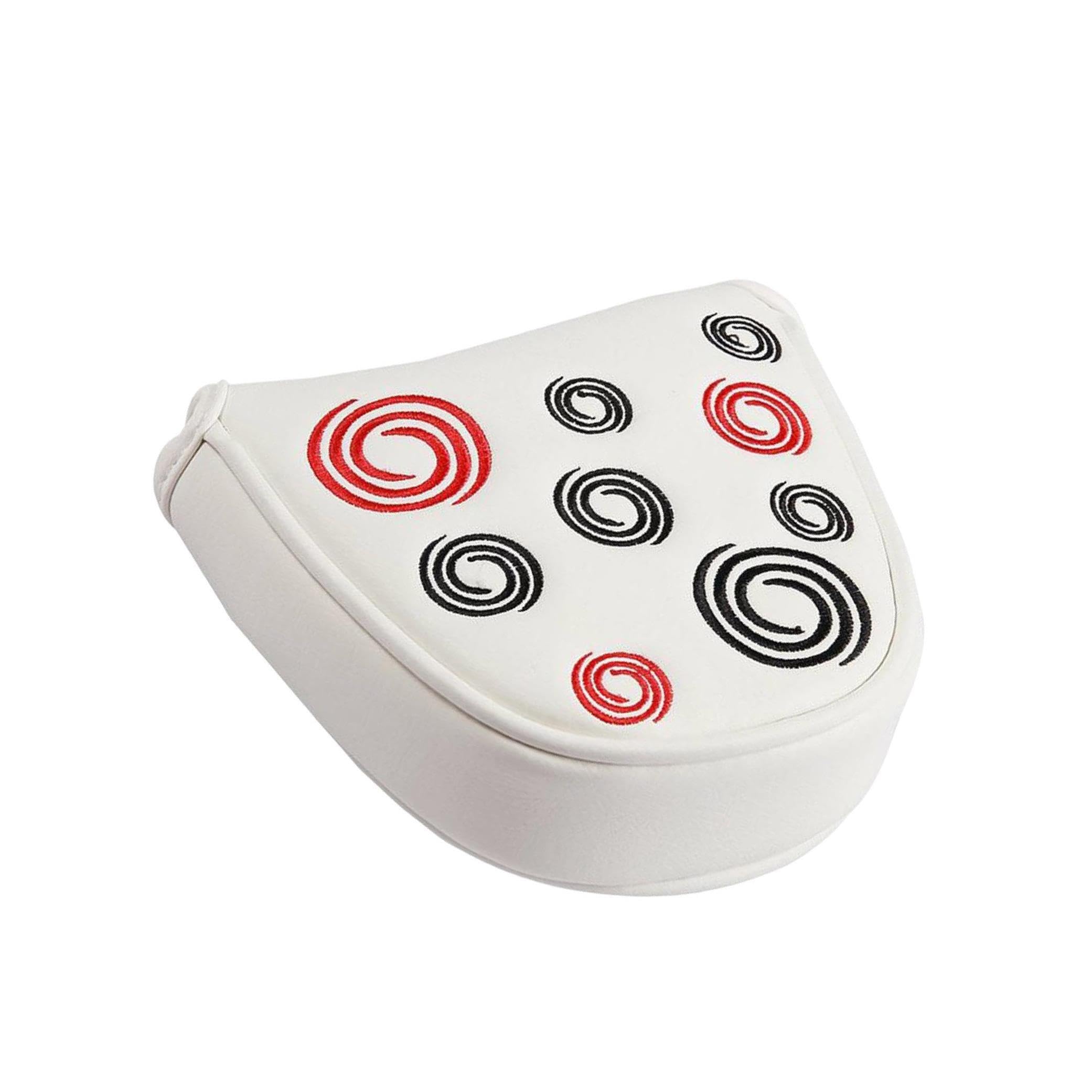 lopituwe White Mallet Headcover With Circle Embroidery, Golf Putter Head Covers Premium Magnetic Closure,PU Leather Fit for Odyssey Putters Covers