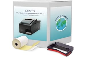 PAPERPLANET Kitchen Printer Paper for Clover Kitchen Receipt Printer (Star SP700 Ink Printer) by Paper Planet | Credit Card Receipt Paper for Star SP700 Printer | 2-Ply Carbonless Paper | 18 Rolls with 1 Ribbon