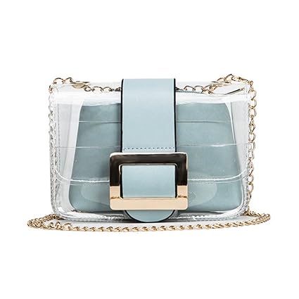 Womens Transparent Candy Color Clear Handbags Solid Crossbody Messenger Shoulder Bag (Light Blue)