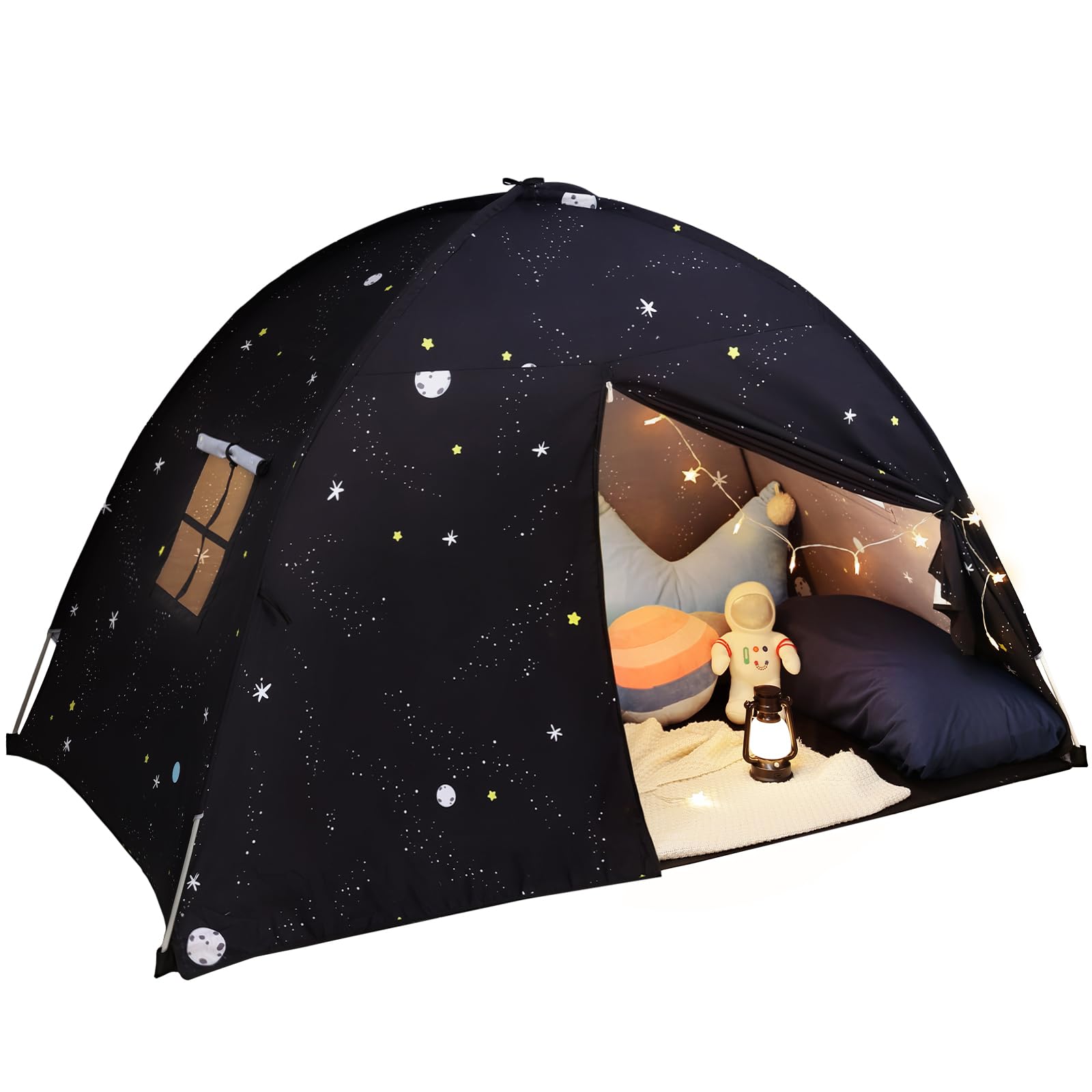 Photo 1 of Sumbababy Large Teepee Tent for Kids: with Star Lights - Tent for Toddler Indoor Kids Teepee Tent for Boys & Girls - Toddler Play Tent Inside Canopy Bed for Playroom Gift Toys (Black Galaxy)