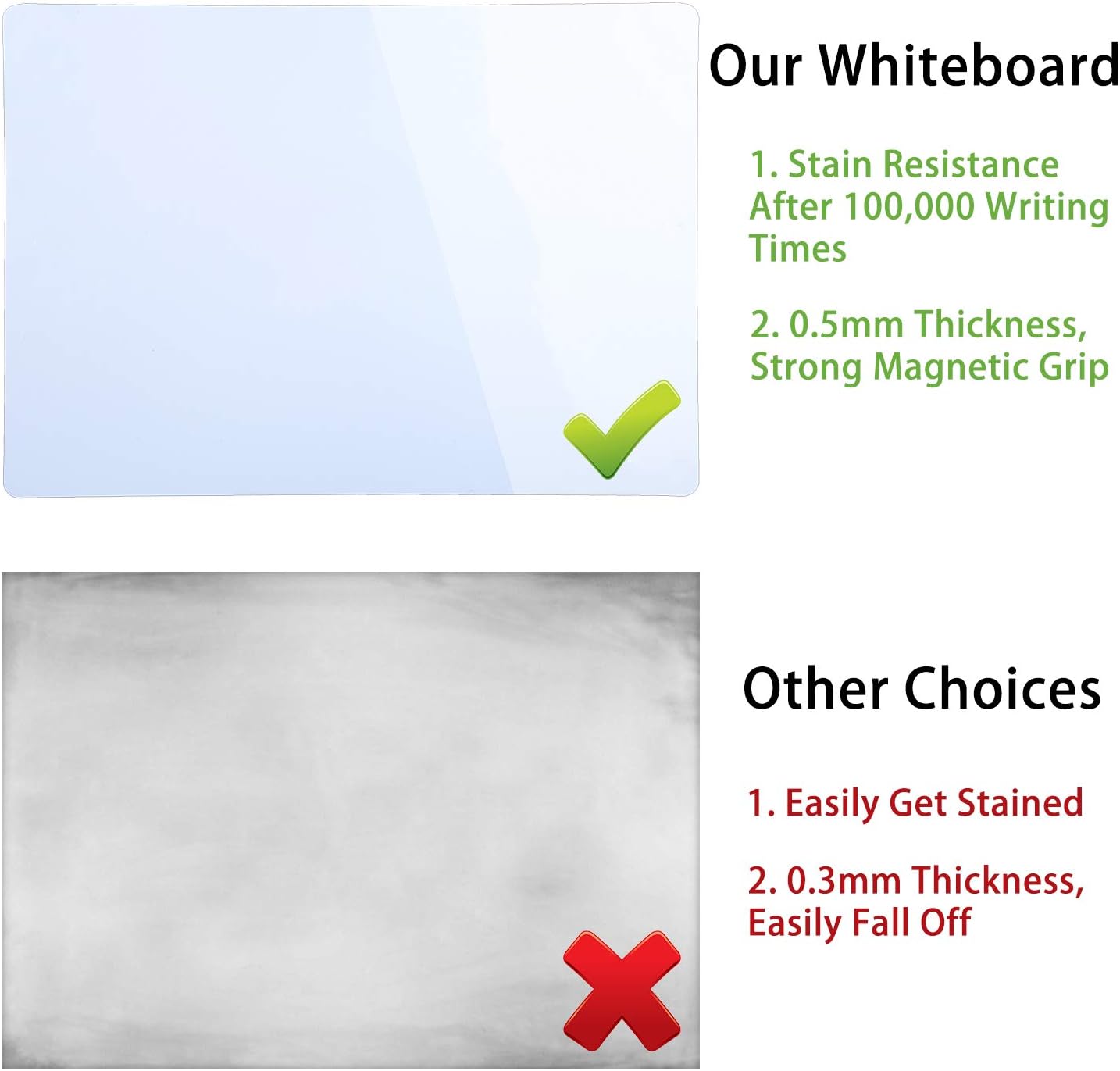 Magnetic Whiteboard for Refrigerator 17''x12'' with Extra Smaller Board 12''x10'', Dry Erase Fridge Whiteboard, 4 Magnetic Markers, 1 Eraser and 4 Hearts Included : Office Products