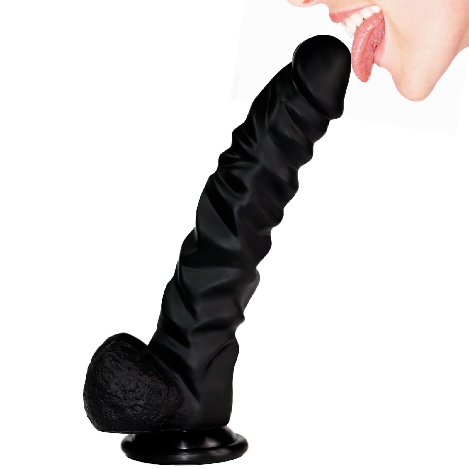 Tracy\'s Dog 9 Inch Liquid Silicone Dildo with Suction Cup Realistic Odorless Stimulative Penis Sex Toy (Black)