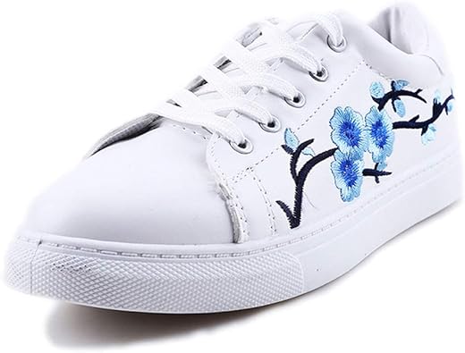 white sneakers with embroidery