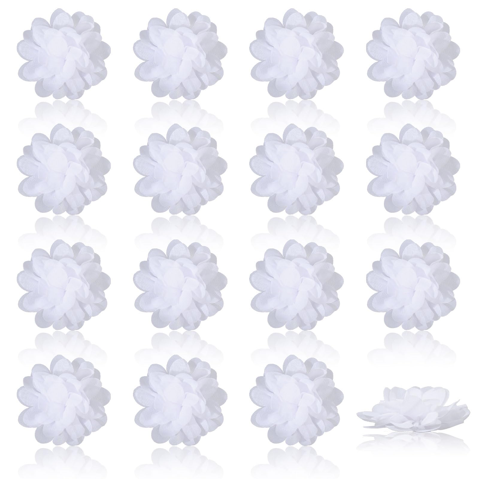 CHGCRAFT 16PCS Chiffon Flowers White Mesh Fabric Flowers Chiffon Flower Sewing Fabric Appliques Headband Embellishments 3D Decorative Clothes Patches for Clothing Bridal Wedding Dress DIY Craft