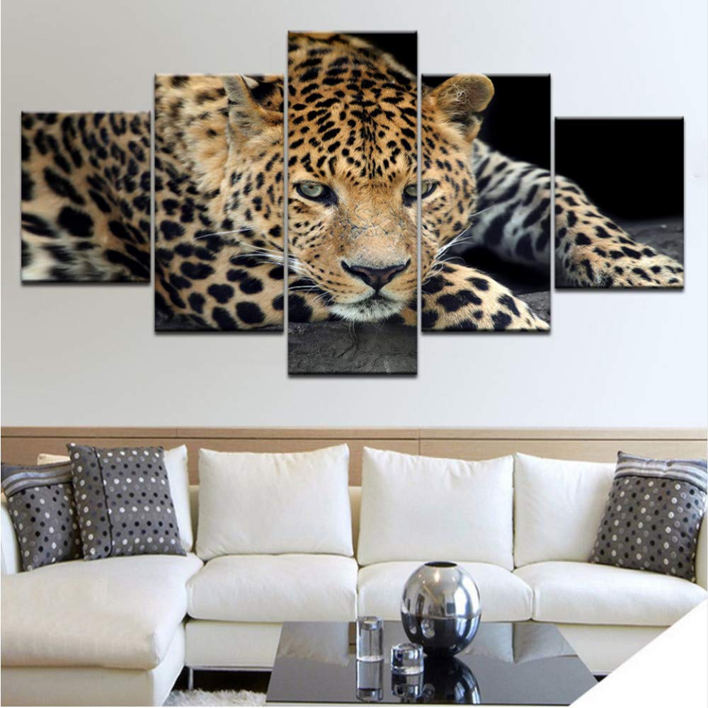 5 Panel high quality Print Leopard Live Animal Wall Posters Canvas
