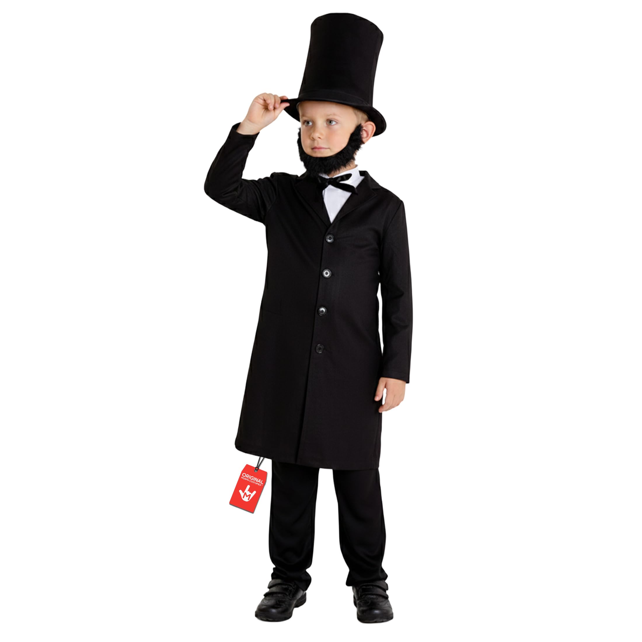 Morph Abraham Lincoln Costume for Kids, Boys Abraham Lincoln Outfit, Historical Dress-Up Costume for Children, Small