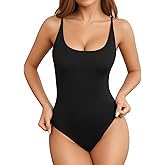MANGOPOP Women's Cami Thong Double Lined Bodysuit Scoop Neck Backless Body Suit Sexy Adjustable Spaghetti Strap Tank Top 2026