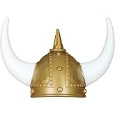 Servllcell Viking Helmet with Horns for Adult,Plastic Norse Barbarian Warrior Hat Medieval Viking Costume,Halloween Hat (A)