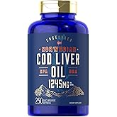 Carlyle Cod Liver Oil Softgels | 1245mg | 250 Count | with EPA and DHA | Norwegian | Non GMO, Gluten Free Supplement