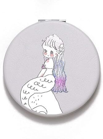 Amazon Maycari コンパクトミラー 2倍拡大 レザー 手鏡 かわいい ハンドミラー 両面 拡大鏡 折りたたみ 人魚 Maycari コンパクト 通販