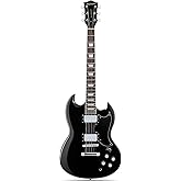 Leo Jaymz 39 Inch Solid Body Electric Guitar - Poplar Wood Body，Maple Neck and Laurel Wood Fretboard (Black)