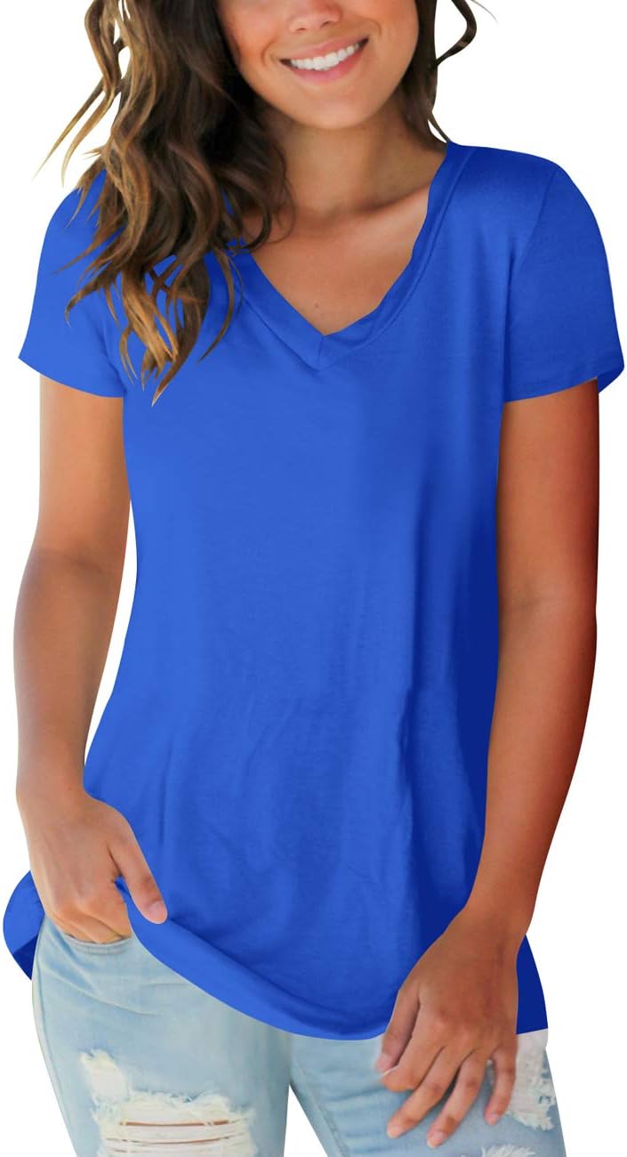 Womens Tops V Neck Tee Casual Short Sleeve and Long Sleeve T Shirts