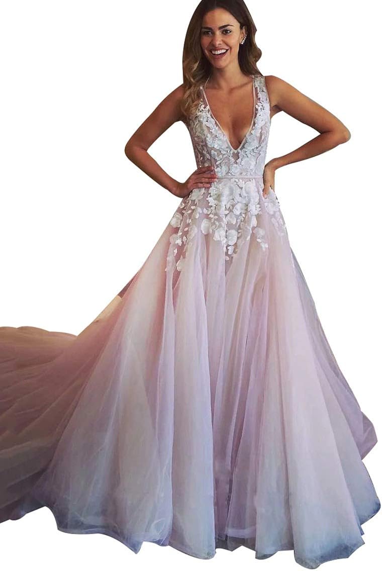 floating lace wedding dress