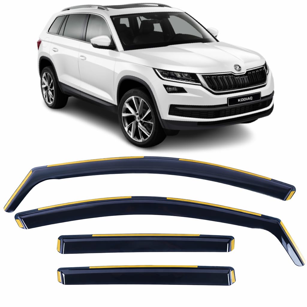 Set Of 4 Wind Deflectors For SKODA KODIAQ 2017 2018 2019 2020 2021 2022 2023 In-Channel Acrylic Side Window Visors-Smoke Tinted Rain Guards Reflectors.