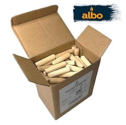 ALBO Wooden Dowel Pins 1/2 x 2 inch Fluted Wood