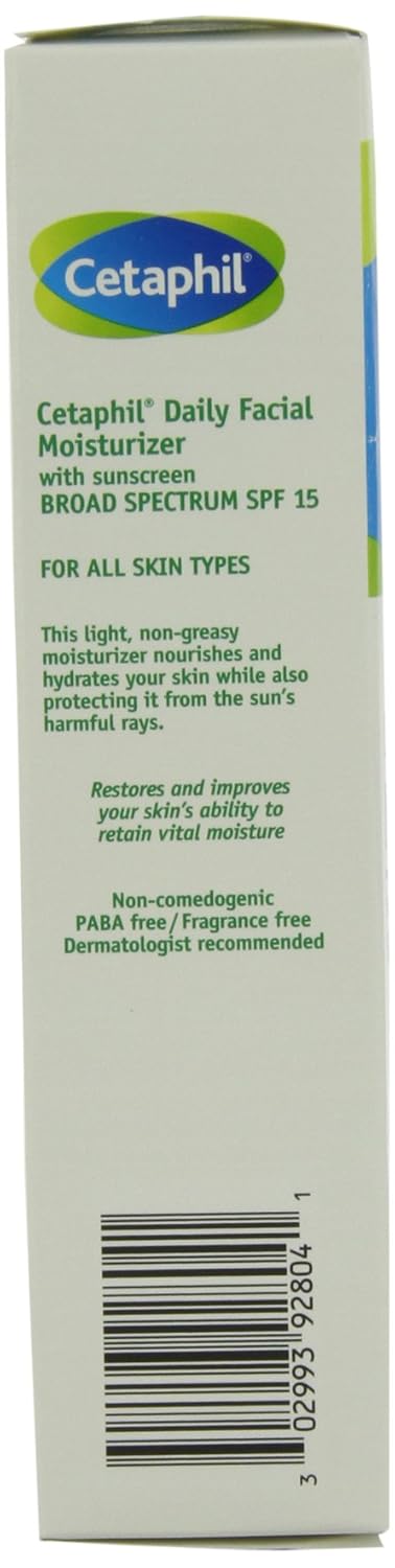 Cetaphil Daily Facial Moisturizer with Sunscreen Broad Spectrum SPF 15, Fragrance Free, 4 Oz (Pack of 2): Beauty