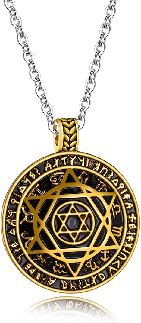 Star of David Pendant Necklace Stainless Steel Jewish Jewelry for Men Women Religious