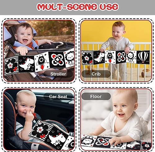 Teethers For Babies 3-6 Months Auney Tummy Time Mirror Toys For Babies, High Contrast Baby Sensory Books For Babies