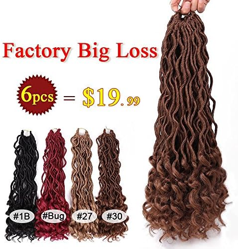 20Inch 6PCS/Lot Wavy Faux Locs Crochet Hair Synthetic Braiding Hair Extention Goddness Locs Braid Wavy Twist Hair with Curly ends ((# 30)
