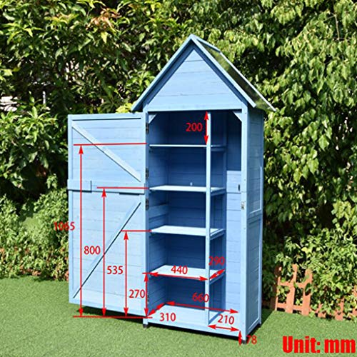 AIOEJP Aufbewahrungsbox Gartenschrank Holz Garden Shed Storage Shed Box 5-lagiger Werkzeugschrank mit Verriegelung… – Bild 5