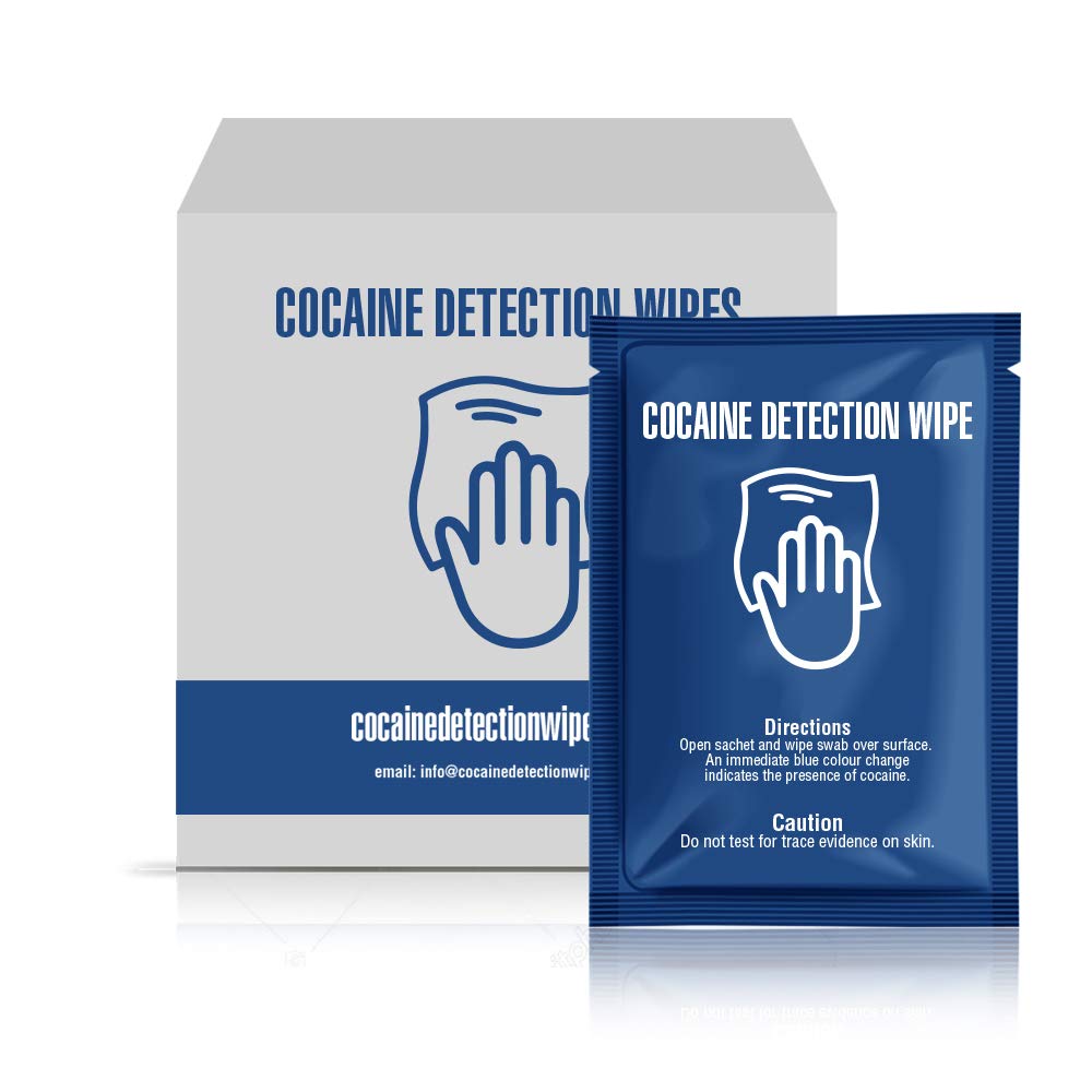 Cocaine Detection Wipes PACK OF Sachets - Detect the presumptive presence of Cocaine on any Surface by Swabbing The Area With Wipe Turning Blue Upon Contact With Drugs (Box of 50)