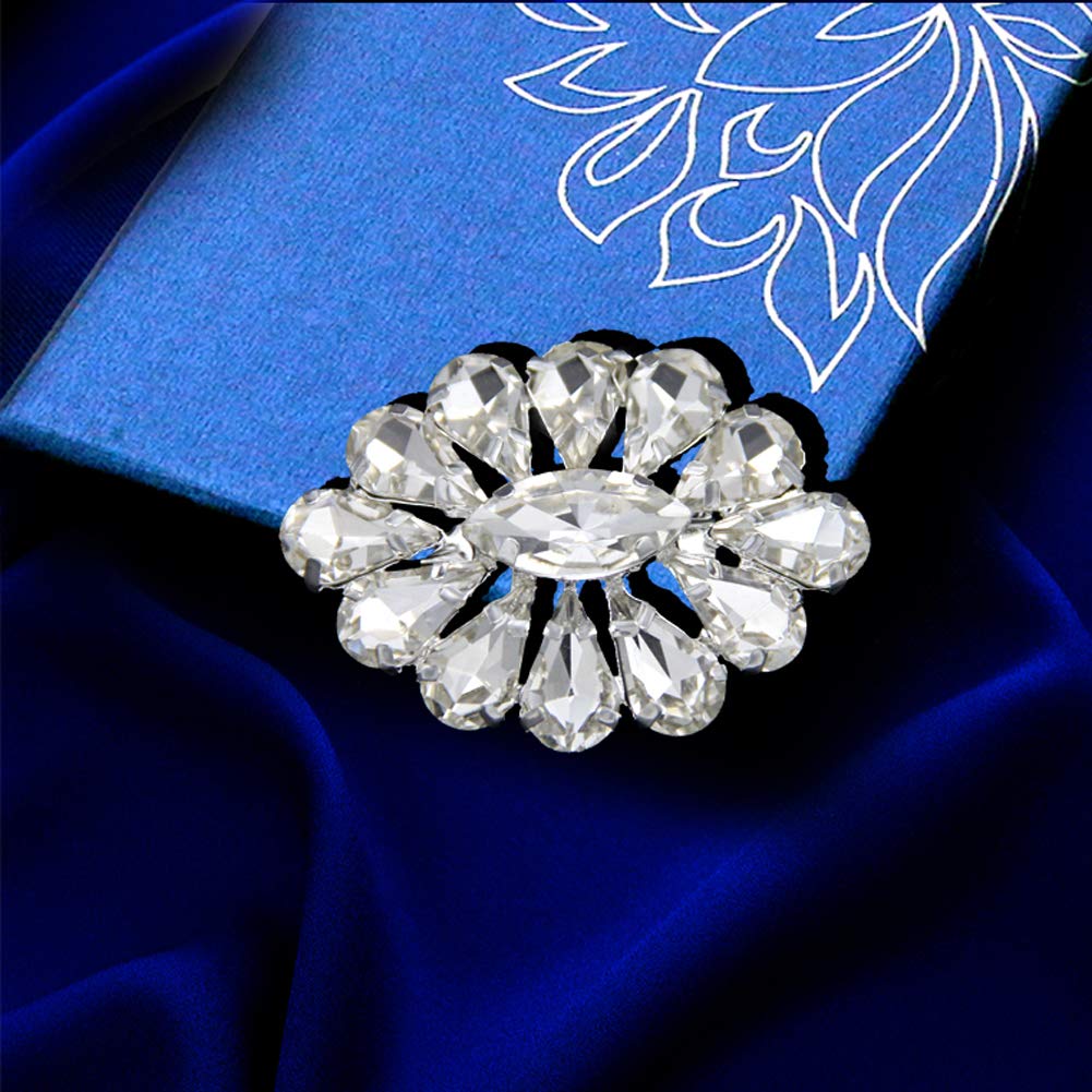 MECHANGE Crystal Rhinestone Geometry Flower Brooch Pins Hollow-Out Breastpin for Women Men Suit Coat Dress Jewelry with Simulated Pearl