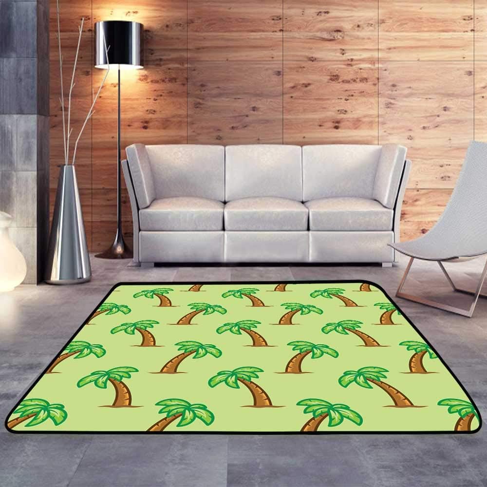 Outdoor Carpet, Tropical Palm Tree on Green Exotic Palm Tree Pattern W