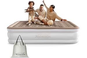 NatraCalm Air Mattress Queen with Built in Pump, Inflatable Blow up Mattress, Air Bed Queen Size for Camping, Home & Guest, 3 Mins Self-Inflation/Deflation, colchon inflable Queen