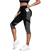 SHENHE Women's Capri Leggings with Pockets High Waist Tummy Control Workout Yoga Crop Leggings