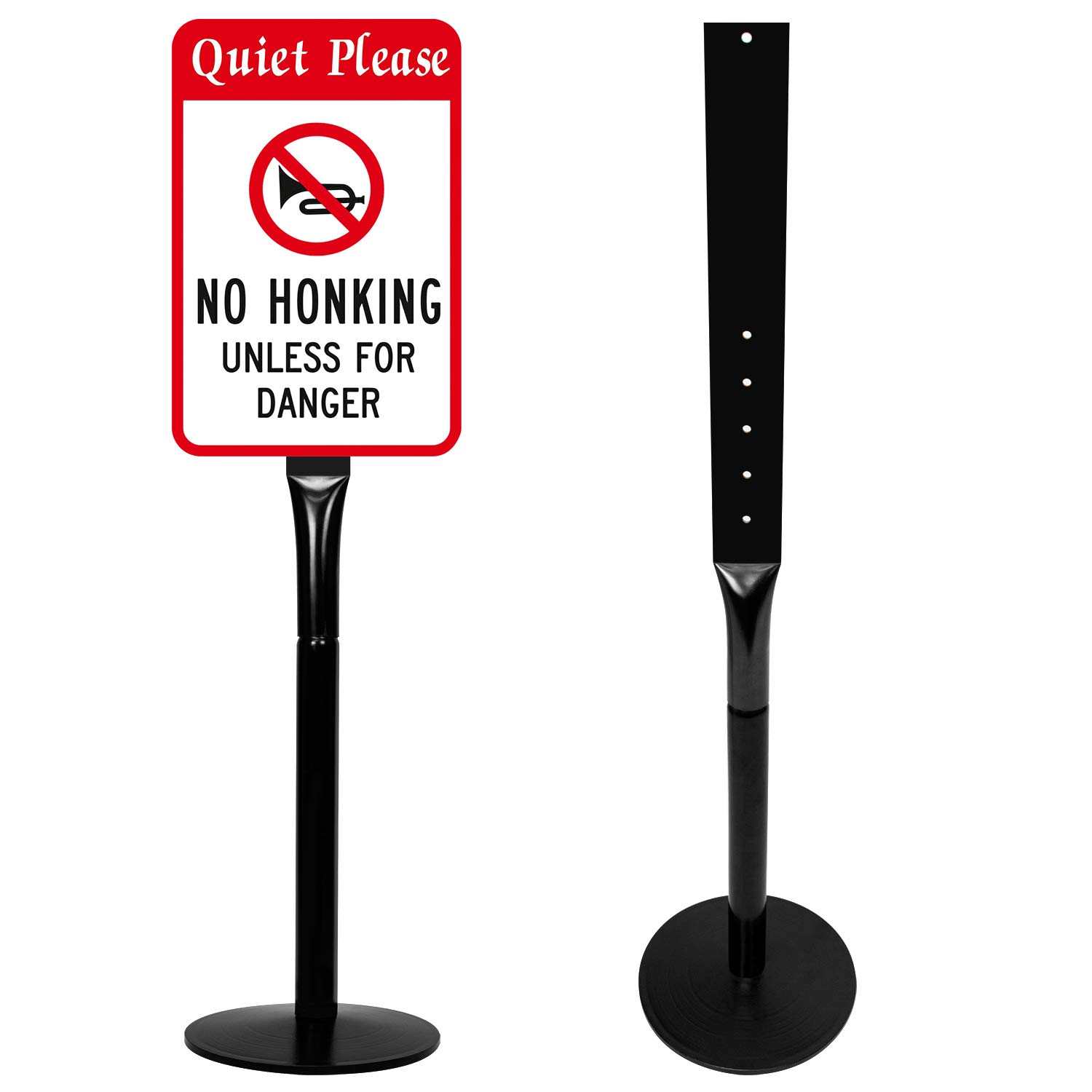 Photo 1 of **PARTIAL SET/MISSING PARTS**Mutualsign Parking Sign Post 48" Heavy Duty Cast Iron Parking Signs Stand, Movable Sign Stand for Hanging Signs, Black (2 Packs, 15pounds)