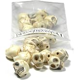 20 Natural Bone Colored Synthetic Magnesite Skull Shaped Skeleton Stone Beads