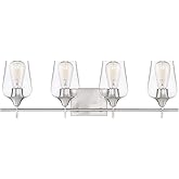Savoy House 8-4030-4-SN Octave Contemporary Bohemian Clear Glass Bathroom Vanity Wall Light, 4-Light 240 Total Watts, 10" H x