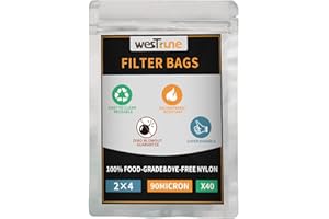 WEST TUNE 90 Micron Nylon Filter Bags, 2x4 Inch Rosin Press Bags, 40 Pack