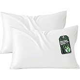 Bedsure Zipper Pillow Cases Queen, Cooling Pillow Cases Queen Size Set of 2, Rayon Derived from Bamboo Cooling Pillowcases for Hot Sleepers, Soft & Breathable Bed Pillow Covers, White, 20x30 Inches