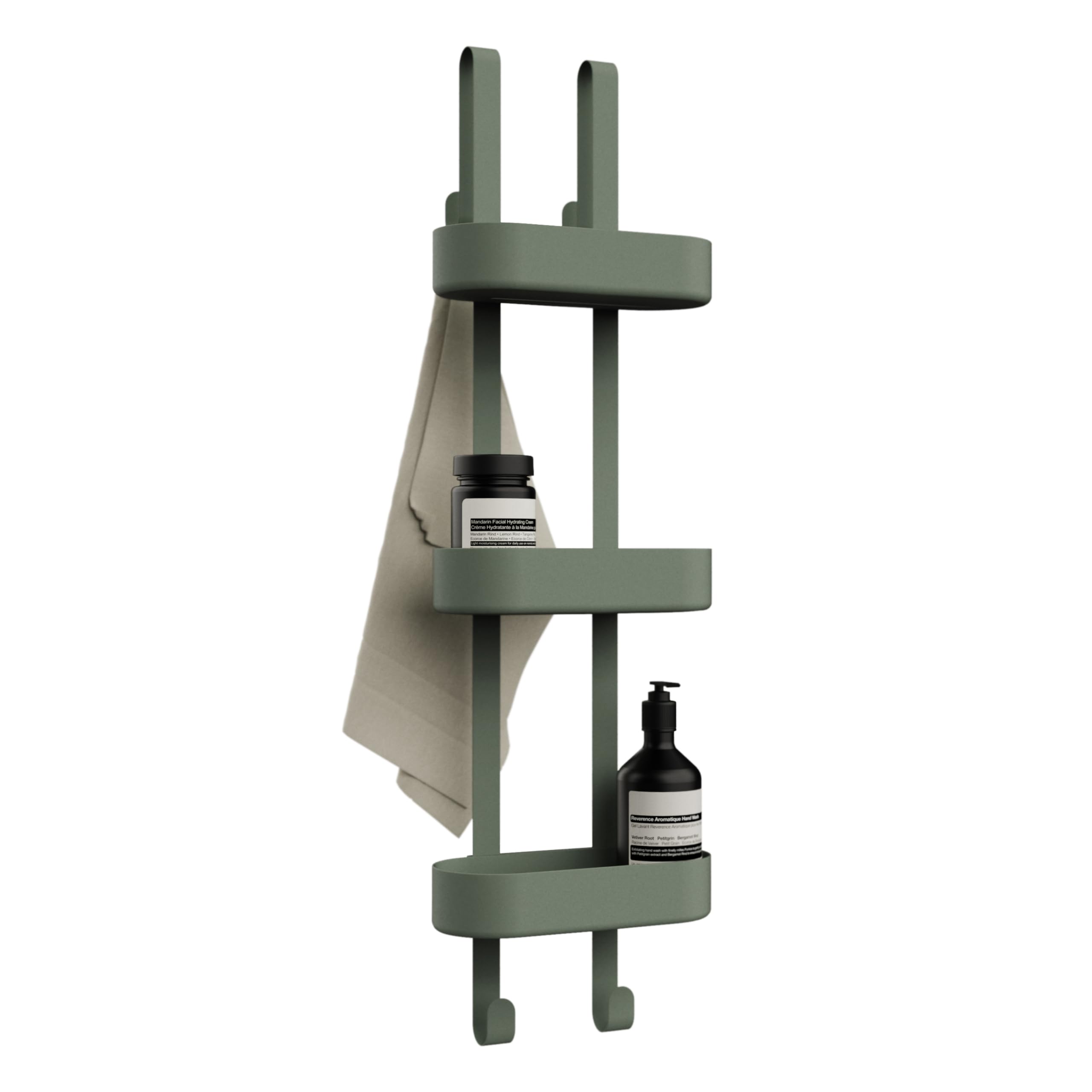 Bamodi Shower Caddy, 3 Tier Plastic Organizer, Height Adjustable Baskets, Scratch Free, Easy to Hang, No Rust, Plenty of Storage Space for Shower's Accessories - Door Shower Caddy - Green