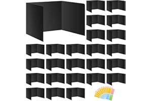 UBENIC Black 24-Pack Desk Dividers for Students, Waterproof Durable Plastic Study Carrel Dividers, Easy to Clean, Privacy Classroom Shield Folder Boards for Student Desk