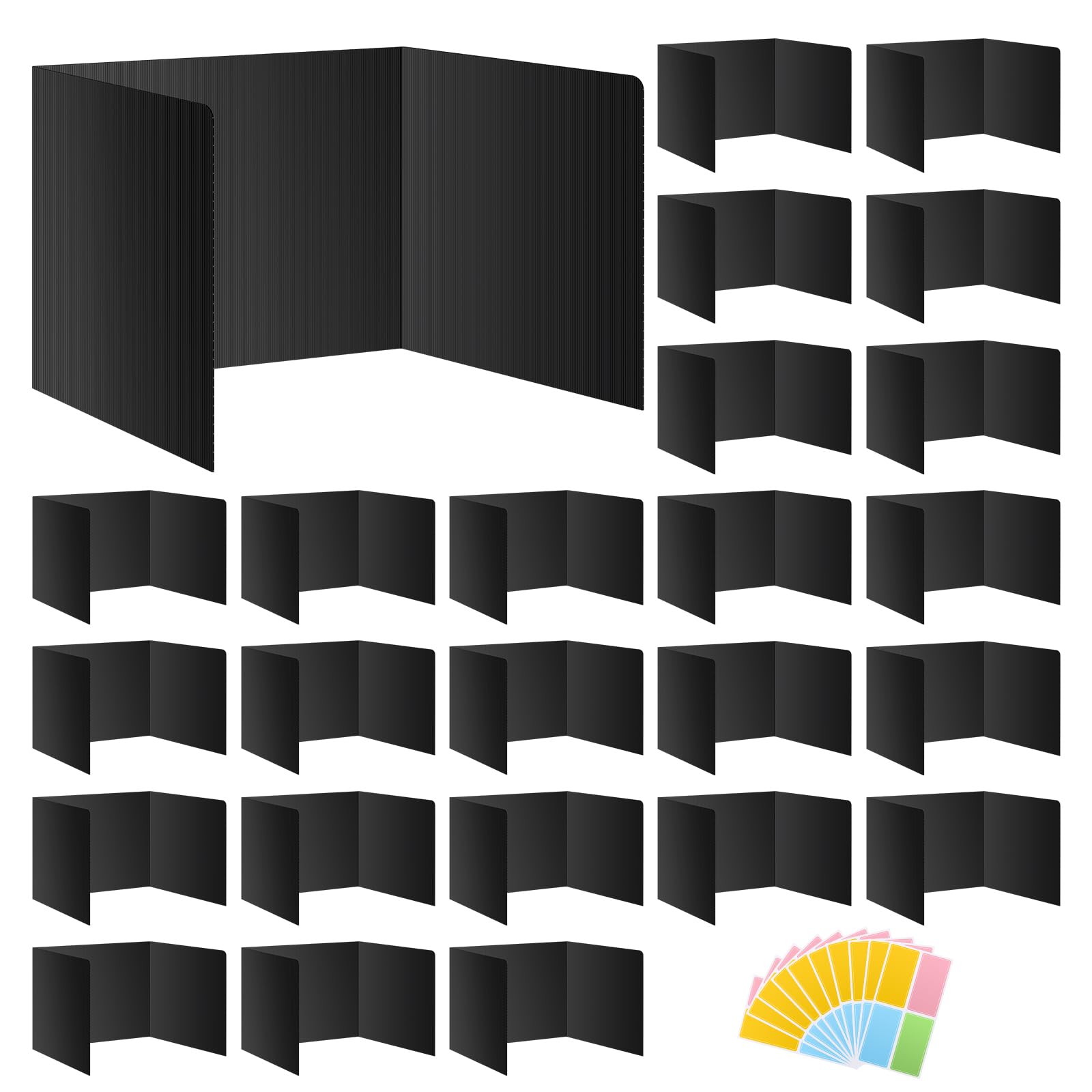 Photo 1 of Black 24-Pack Desk Dividers for Students, Waterproof Durable Plastic Study Carrel Dividers, Easy to Clean, Privacy Classroom Shield Folder Boards for Student Desk