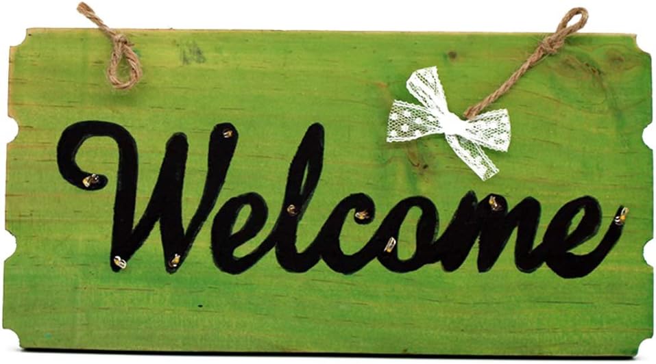 Asien Welcome Sign Wooden Door Hanging Ornament LED Wall Hang Wood Plate Pendant Decoration