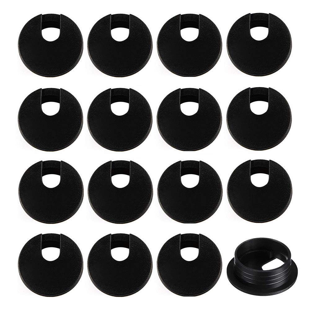 XNJIHWA 16Pcs Grommet for Computer Cable Hole Cover Grommet Desk Plastic Grommet Cord Desk Cord for Home and Office,35mm/1.38 Inch Mounting Hole Diameter(Black)